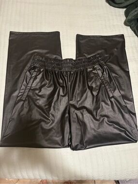 aerie Black Faux Leather High-Waist Pants
